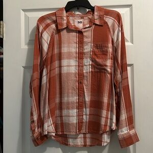 SO Rust and White Plaid Shirt